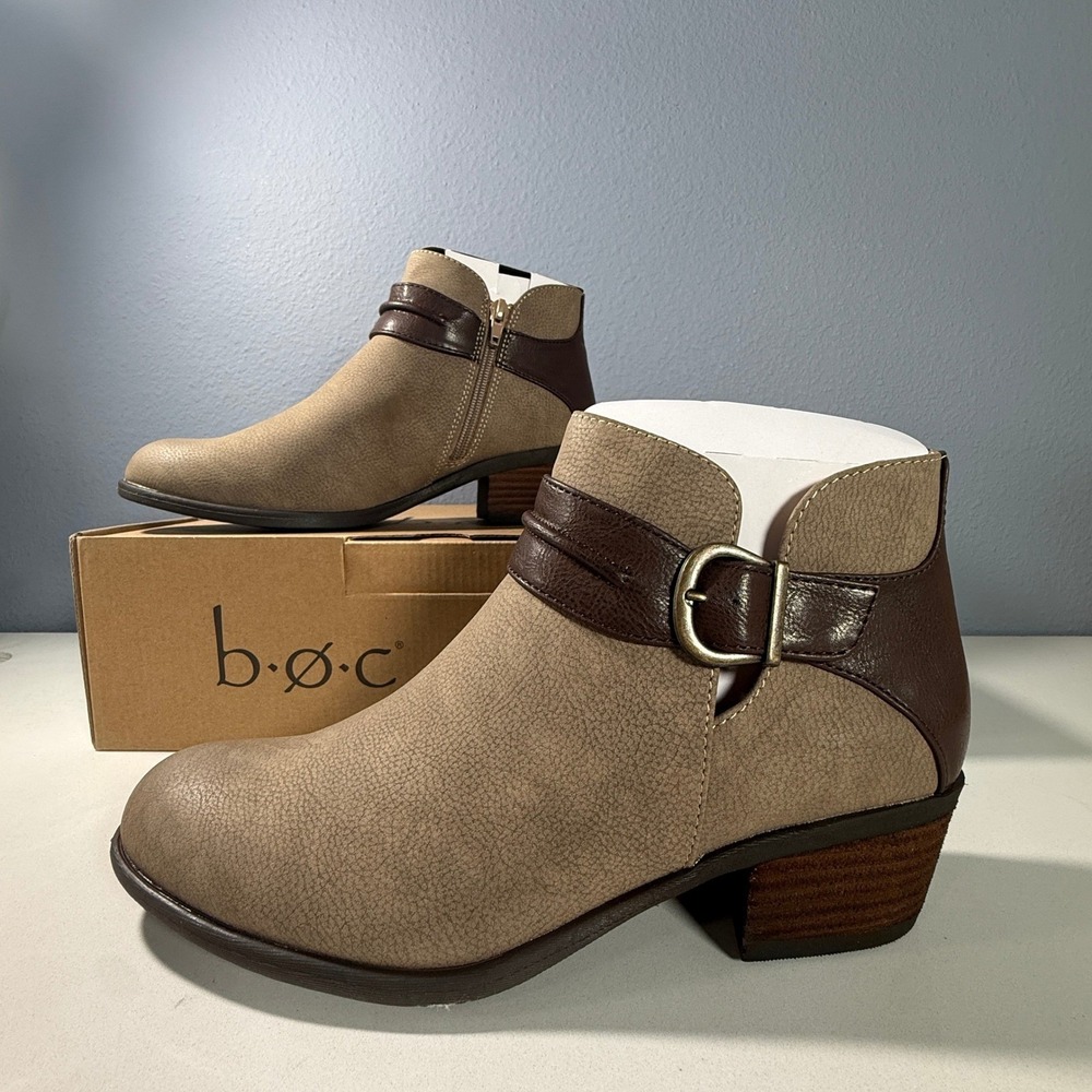 BOC by Born Gemm Buckle Bootie Womens‎ Brown Ankle Boots Block Heel Size 8 NEW